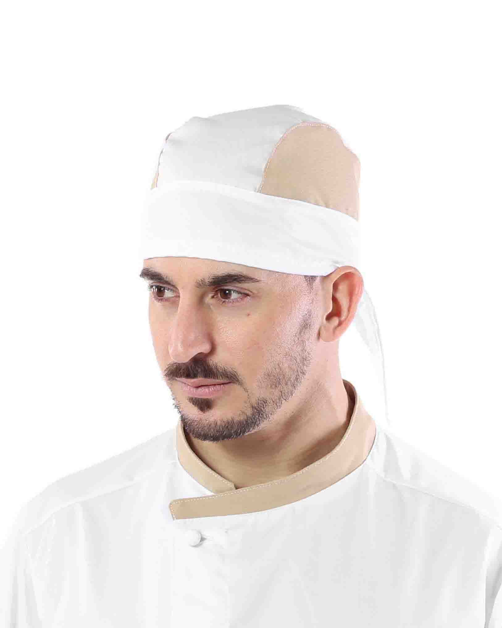 Bandana cuoco color sabbia per cucina professionale
