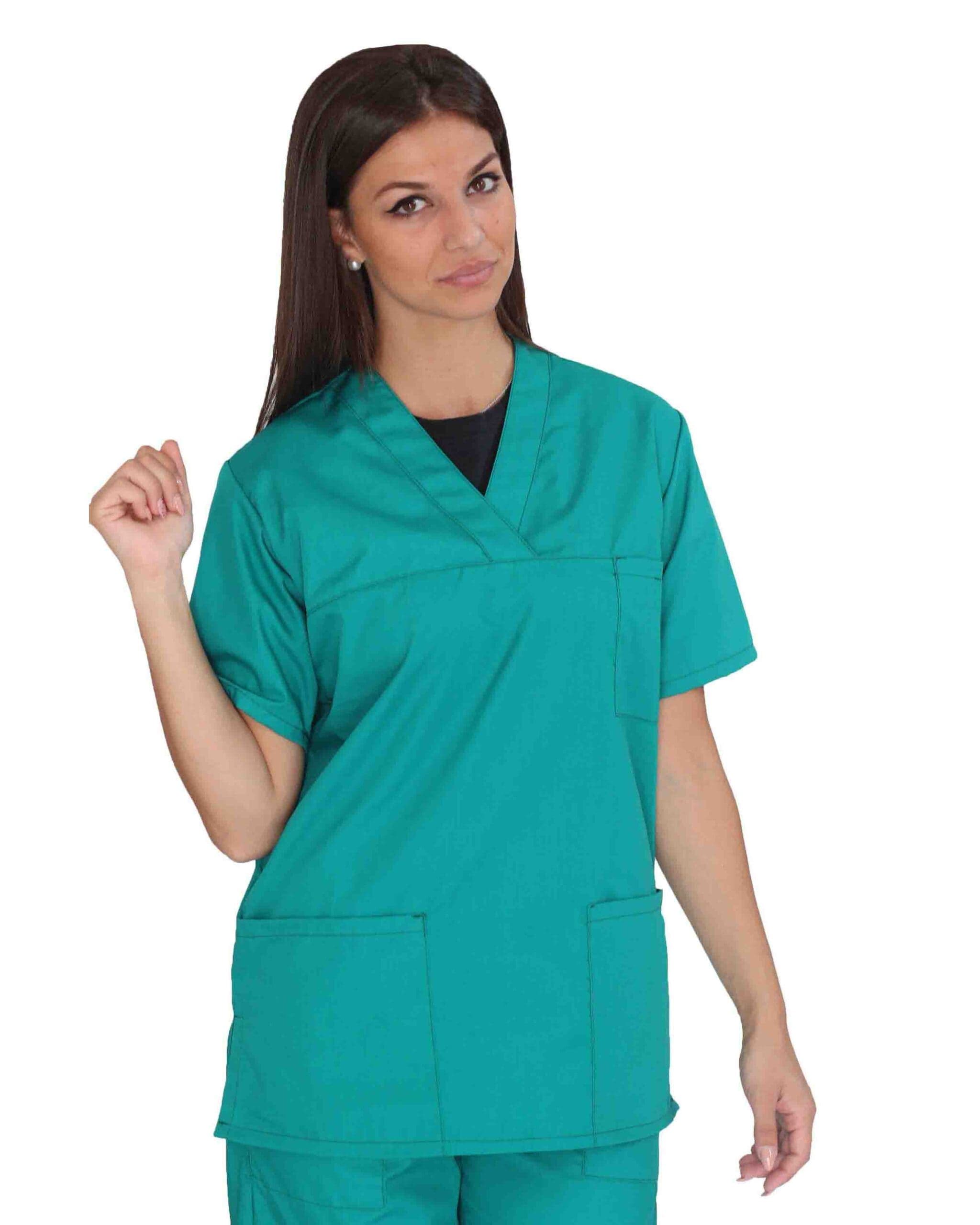 Casacca sanitaria verde professionale per uso ospedaliero