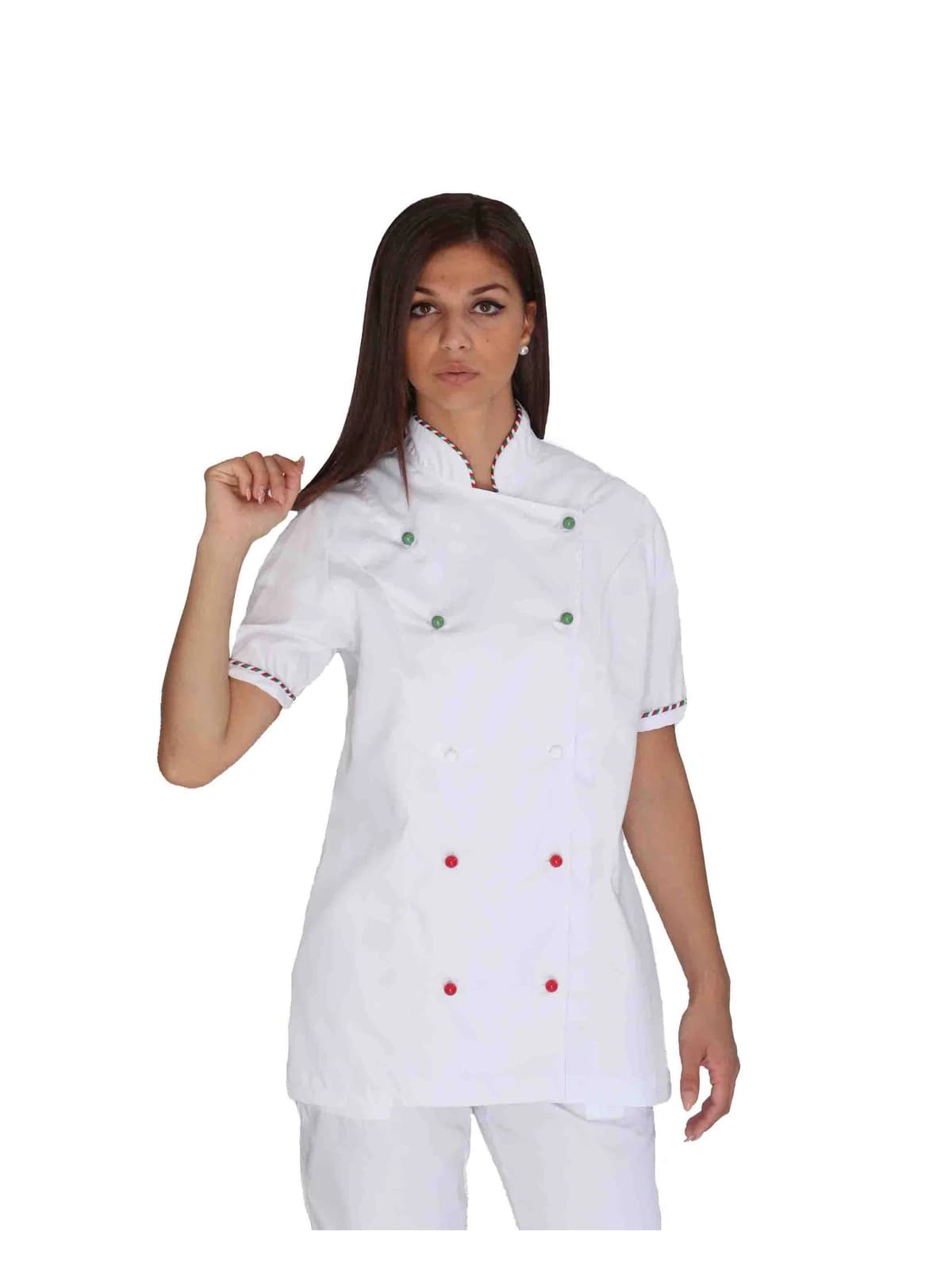 giacca cuoco donna bianca tricolore made in italy