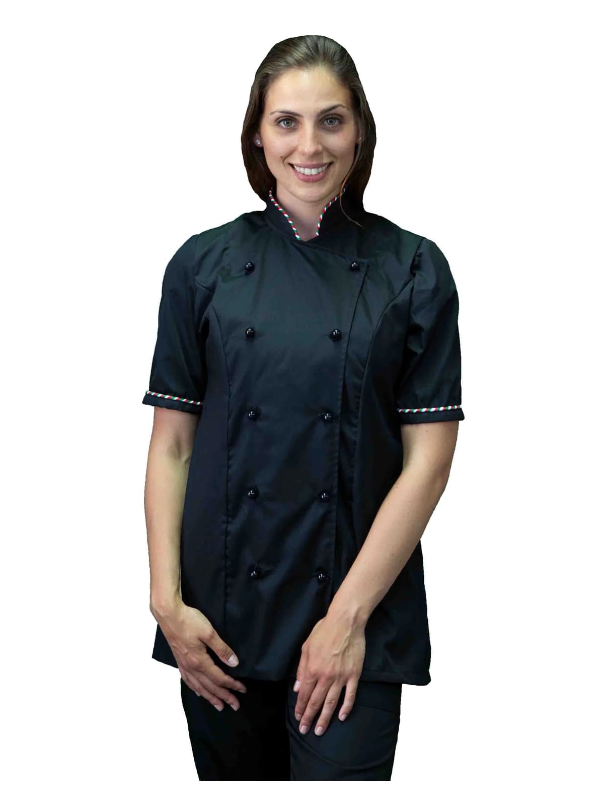 Casacca Chef Donna Nera profili Italia | Uniforme Cuoca Professionale